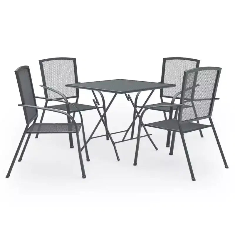 vidaXL Dining Set Anthracite Steel with e-coating and powder coating finish