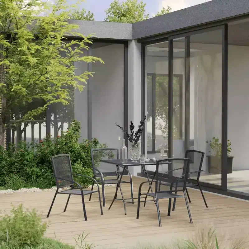 vidaXL Ensemble de salle à manger anthracite en acier avec revêtement électrophorétique et thermolaqué