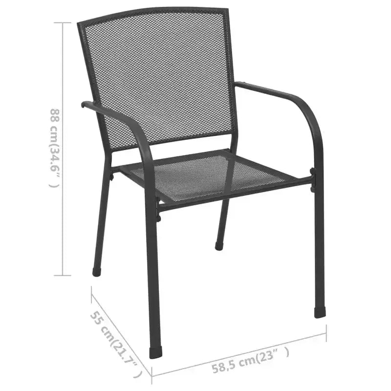 vidaXL Ensemble de salle à manger anthracite en acier avec revêtement électrophorétique et thermolaqué