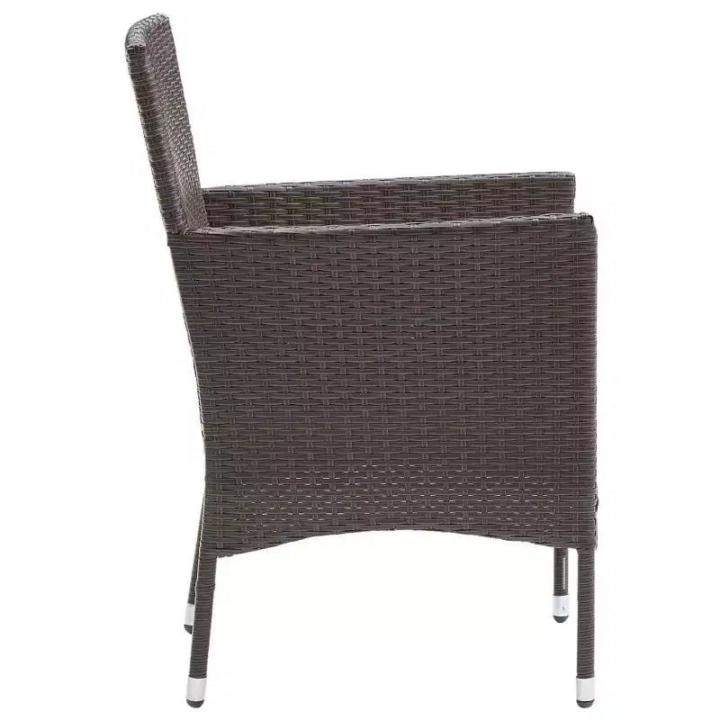 vidaXL Ensemble de salle à manger Marron, Blanc crème Résine tressée, Acier enduit de poudre, Verre