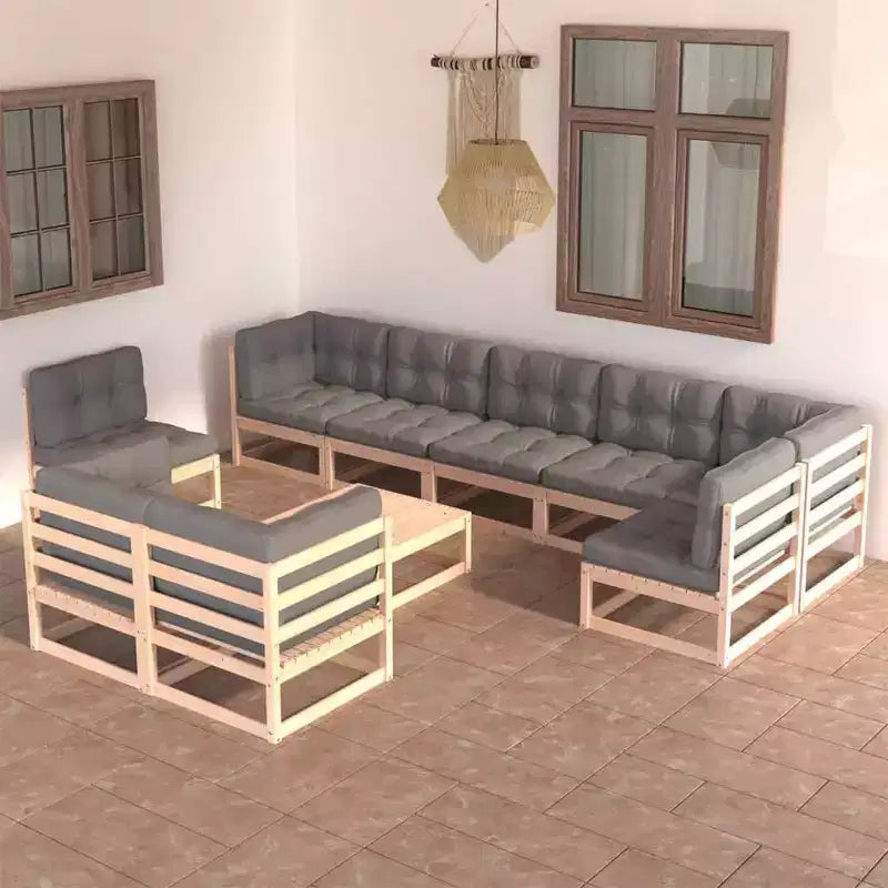 vidaXL Salon de jardin/salle à manger pour l'extérieur, chaises avec coussins pour le jardin - Naturel avec coussins