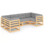 vidaXL Garden Lounge Set Natural Pine, Grey Solid Pinewood, Polyester