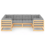 vidaXL Salon de jardin en pin naturel, pin massif gris, polyester