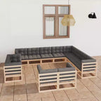 vidaXL Salon de jardin Bois de pin massif et polyester couleur naturelle