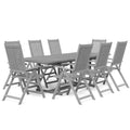 vidaXL Garden Dining Set Grey Solid acacia wood Standard Extendable