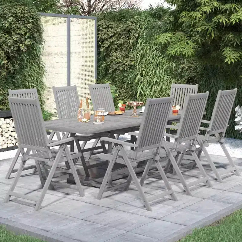 vidaXL Ensemble de salle à manger de jardin Gris Bois d'acacia massif Standard Extensible