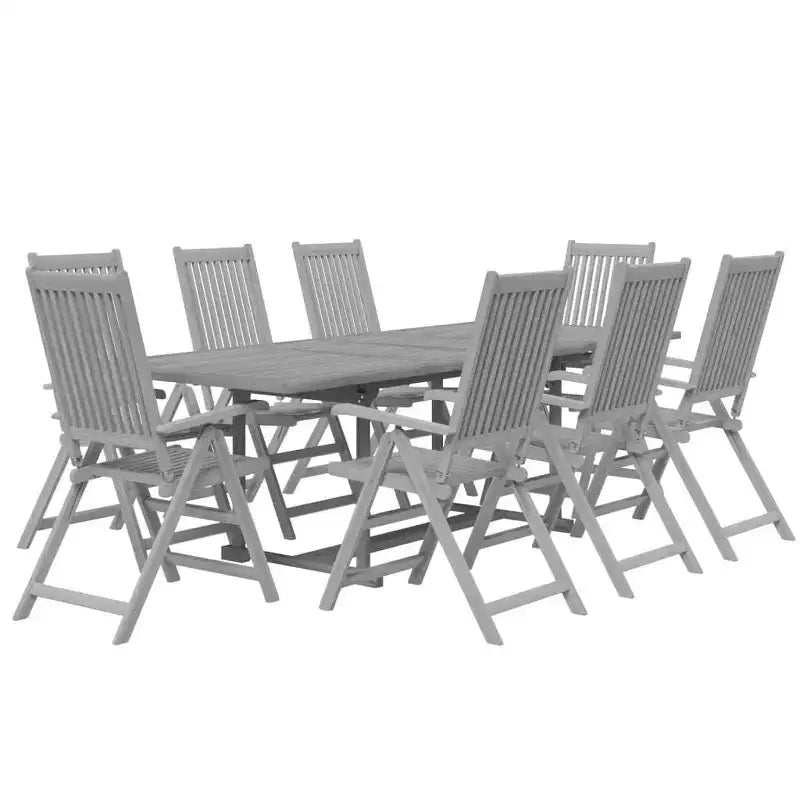 vidaXL Ensemble de salle à manger de jardin Gris Bois d'acacia massif Standard Extensible