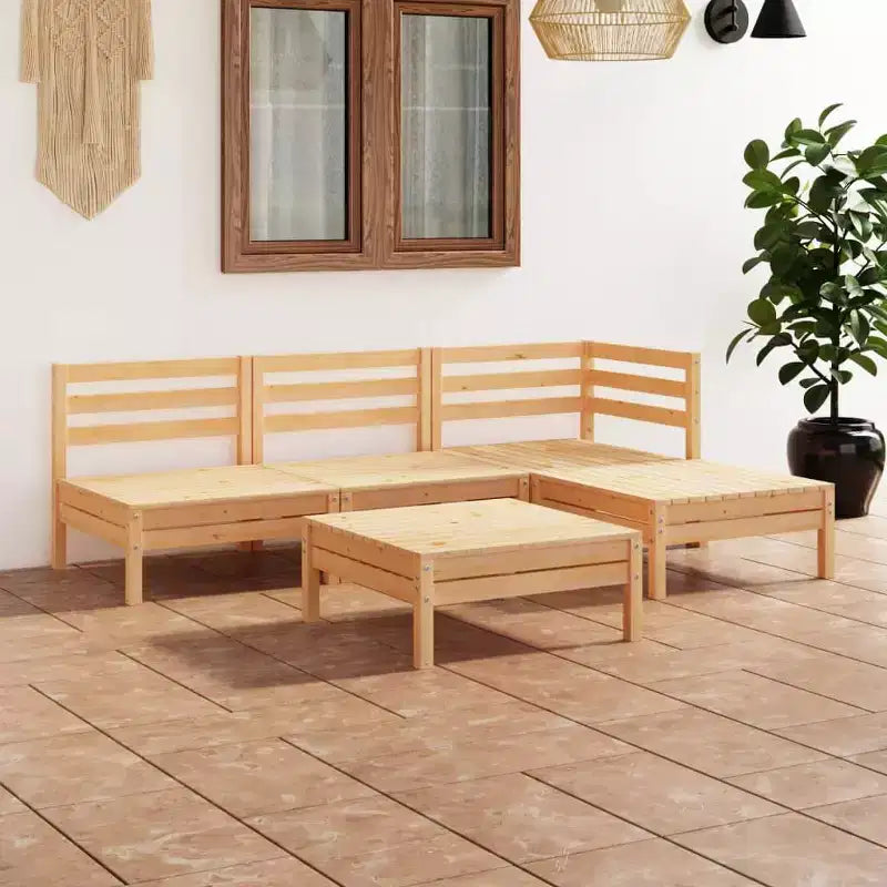 vidaXL Salon de jardin modulaire en pin massif marron - Pin massif naturel - Taille moyenne
