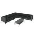 vidaXL Patio Lounge Set Outdoor Sectional Sofa Set with Table, Poly Rattan, Dark Gray