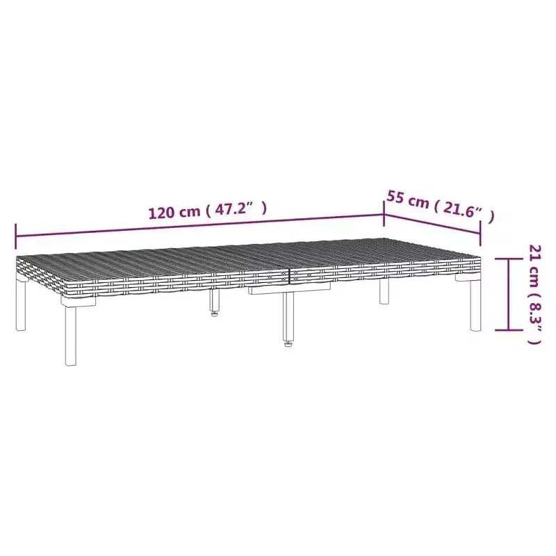 vidaXL Salon de jardin modulaire avec table, Résine tressée, Gris foncé