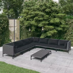 vidaXL Salon de jardin modulaire avec table, Résine tressée, Gris foncé