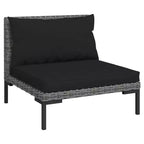 vidaXL Salon de jardin modulaire avec table, Résine tressée, Gris foncé