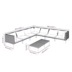 vidaXL Salon de jardin modulaire avec table, Résine tressée, Gris foncé