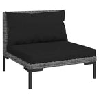 vidaXL Salon de jardin - 9 pièces - Canapé d'angle d'extérieur - Rotin synthétique gris foncé - Résistant aux intempéries - Sièges rembourrés et coussins