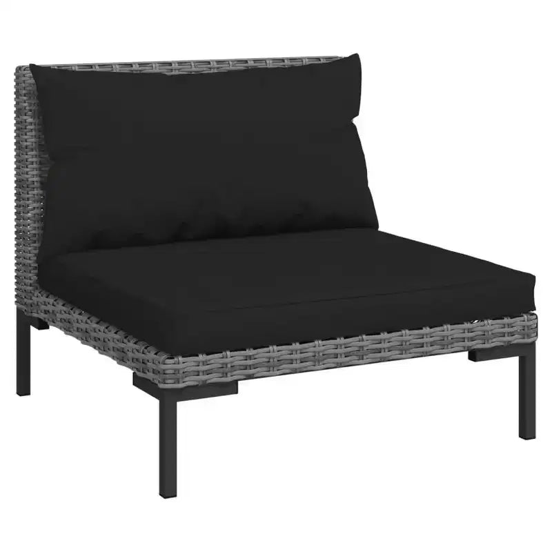 vidaXL Salon de jardin - 9 pièces - Canapé d'angle d'extérieur - Rotin synthétique gris foncé - Résistant aux intempéries - Sièges rembourrés et coussins