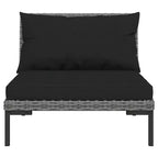 vidaXL Salon de jardin - 9 pièces - Canapé d'angle d'extérieur - Rotin synthétique gris foncé - Résistant aux intempéries - Sièges rembourrés et coussins