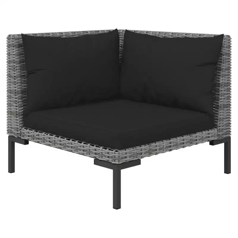 vidaXL Salon de jardin - 9 pièces - Canapé d'angle d'extérieur - Rotin synthétique gris foncé - Résistant aux intempéries - Sièges rembourrés et coussins