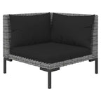 vidaXL Salon de jardin - 9 pièces - Canapé d'angle d'extérieur - Rotin synthétique gris foncé - Résistant aux intempéries - Sièges rembourrés et coussins