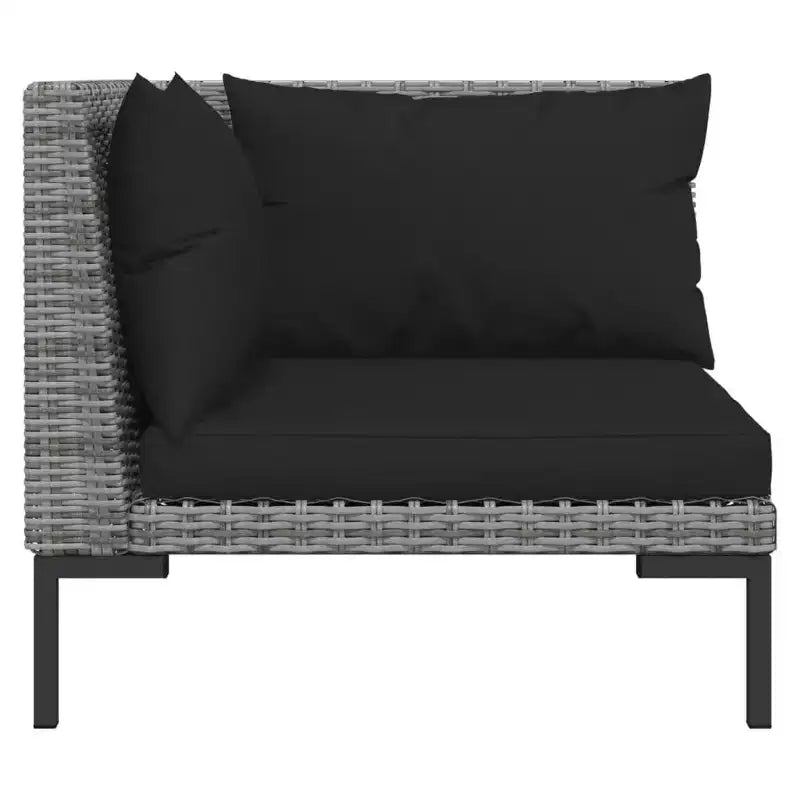 vidaXL Salon de jardin - 9 pièces - Canapé d'angle d'extérieur - Rotin synthétique gris foncé - Résistant aux intempéries - Sièges rembourrés et coussins