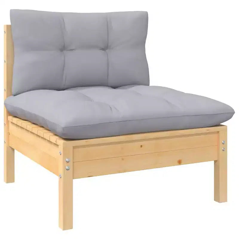 vidaXL Salon de jardin modulaire gris, pin massif, polyester, grand format