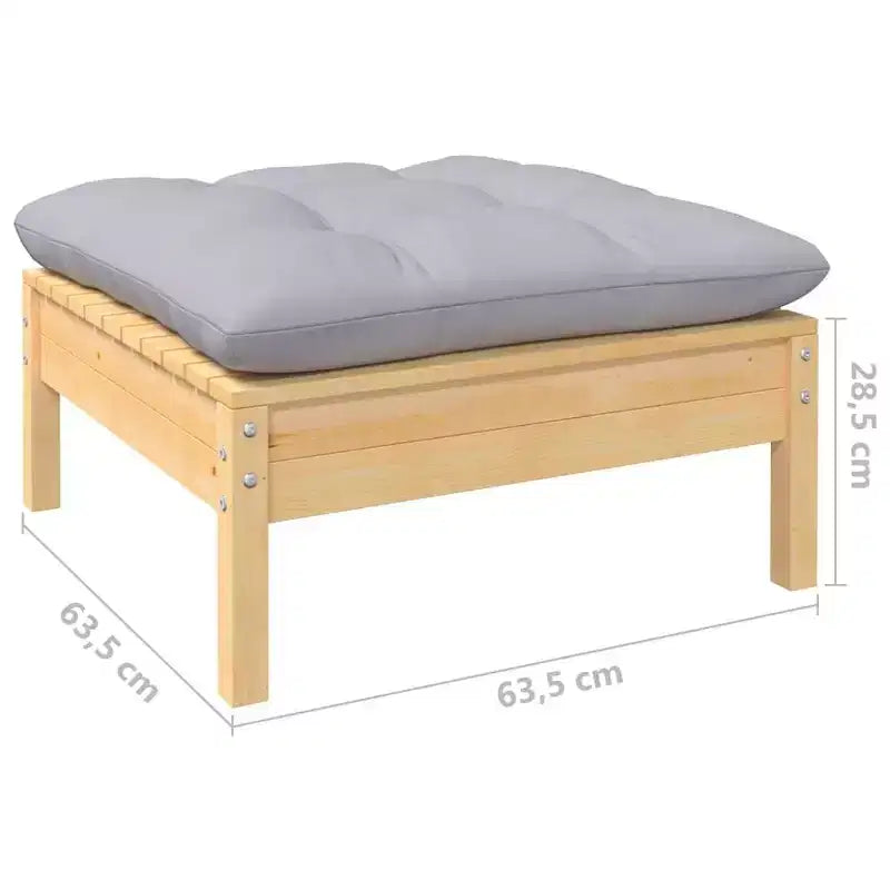 vidaXL Salon de jardin modulaire gris, pin massif, polyester, grand format