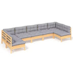 vidaXL Garden Lounge Set Grey, Natural Wood Solid Pine wood, 100% Polyester