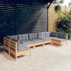 vidaXL Salon de jardin gris, bois de pin massif naturel, 100 % polyester