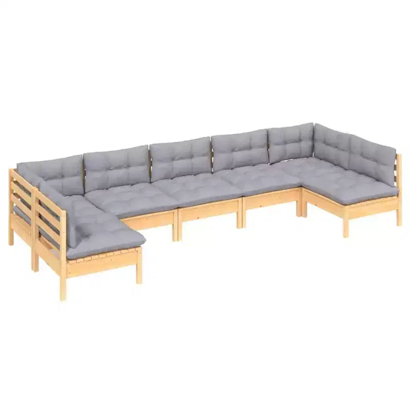 vidaXL Salon de jardin gris, bois de pin massif naturel, 100 % polyester