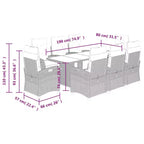 vidaXL Salon de jardin 9 pcs avec coussins résine tressée gris
