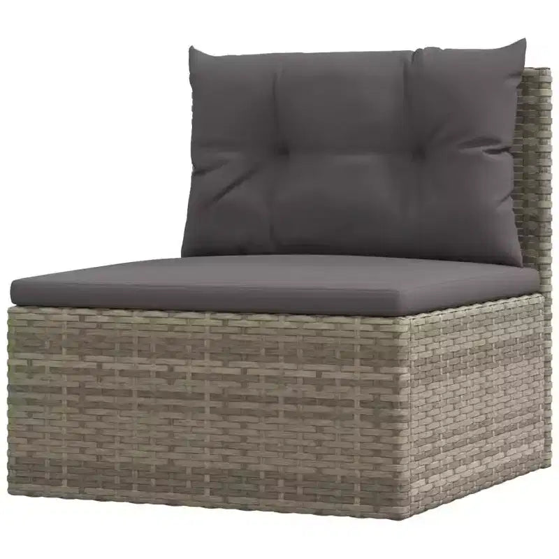 vidaXL Salon de jardin en résine tressée gris Grands accoudoirs réglables