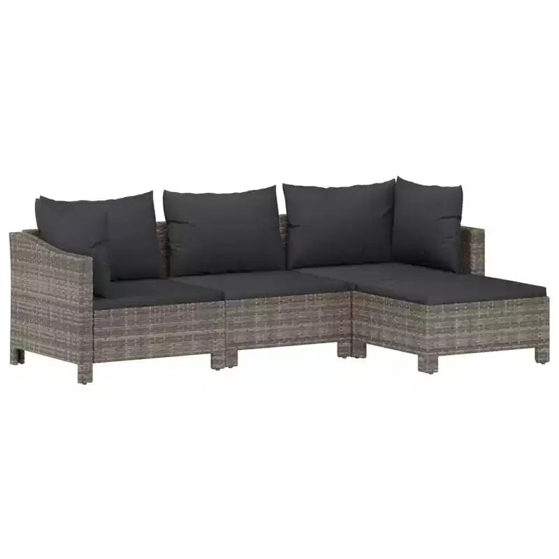 vidaXL Salon de jardin 8 pièces avec coussins en résine tressée gris