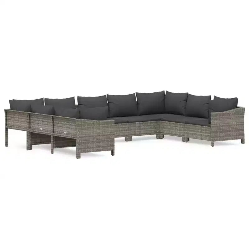 vidaXL Patio Furniture Set Garden Sofa Set with Cushions Gray Poly Rattan
