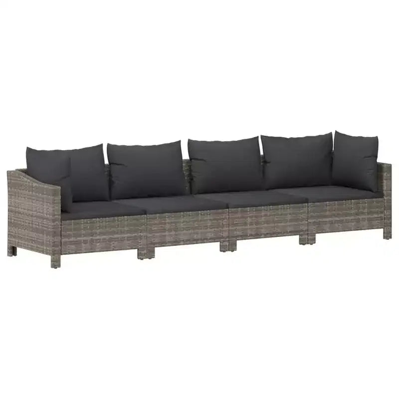 vidaXL Salon de jardin avec coussins Gris Résine tressée
