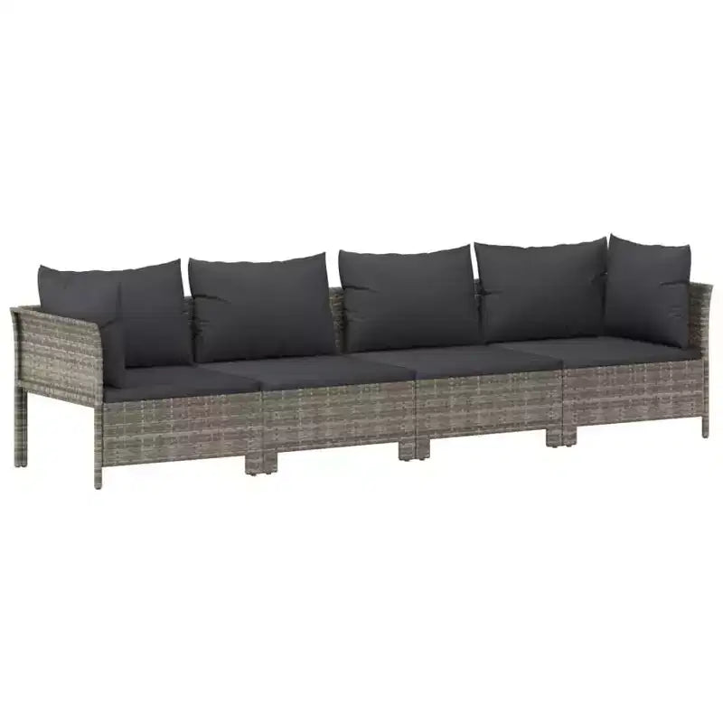 vidaXL Salon de jardin avec coussins Gris Résine tressée