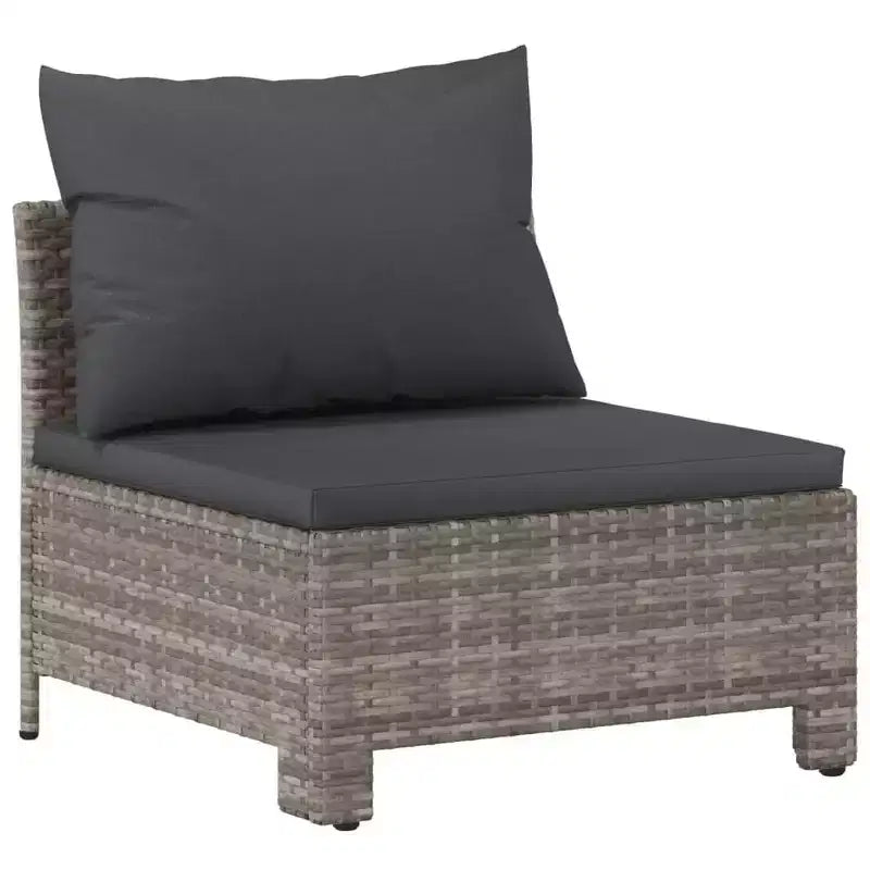 vidaXL Salon de jardin avec coussins Gris Résine tressée