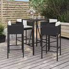 vidaXL Ensemble de bar de patio avec coussins Table et tabouret Extérieur en résine tressée noire