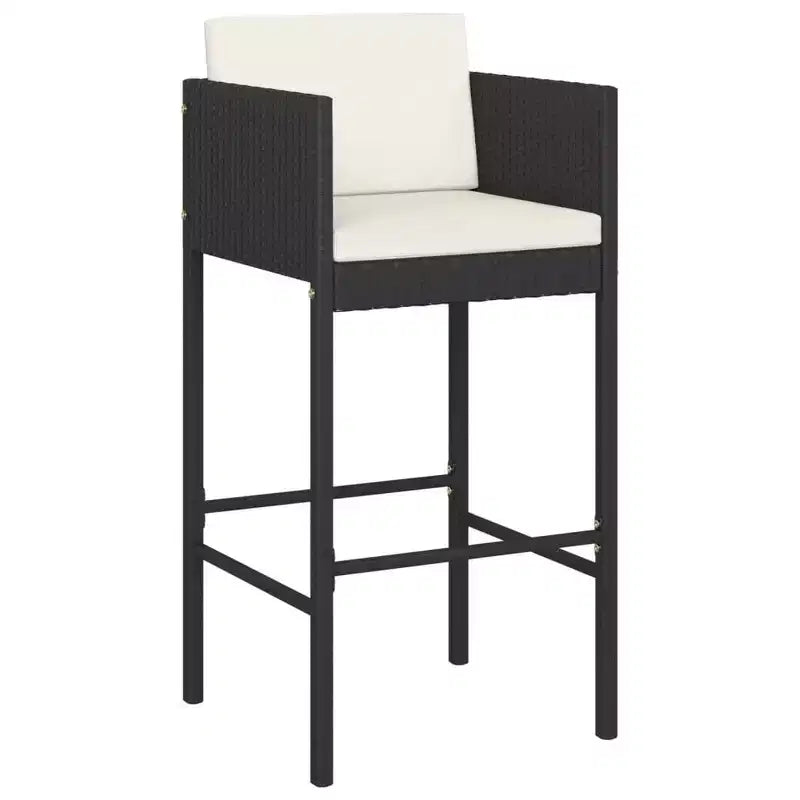 vidaXL Ensemble de bar de patio avec coussins Table et tabouret Extérieur en résine tressée noire