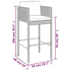 vidaXL Ensemble de bar de patio avec coussins Table et tabouret Extérieur en résine tressée noire
