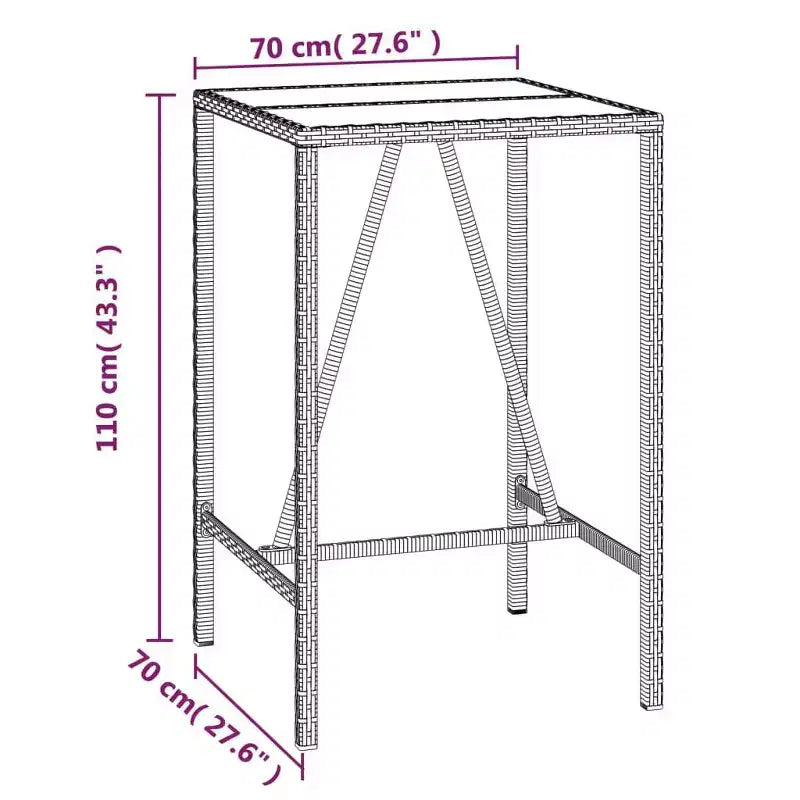 vidaXL Ensemble de bar de patio avec coussins Table et tabouret Extérieur en résine tressée noire
