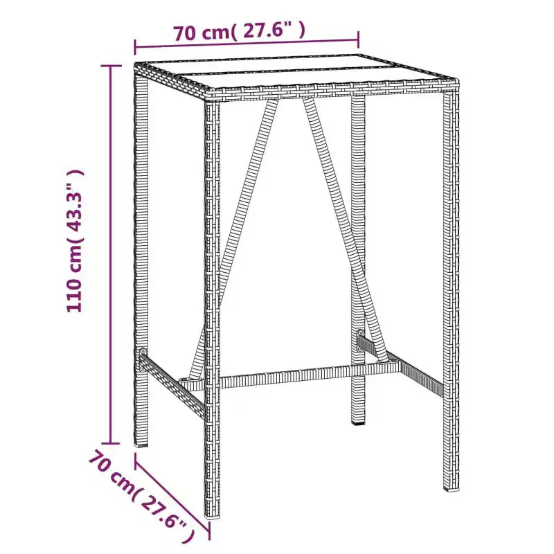 vidaXL Ensemble de bar de patio avec coussins Table et tabouret Extérieur en résine tressée noire