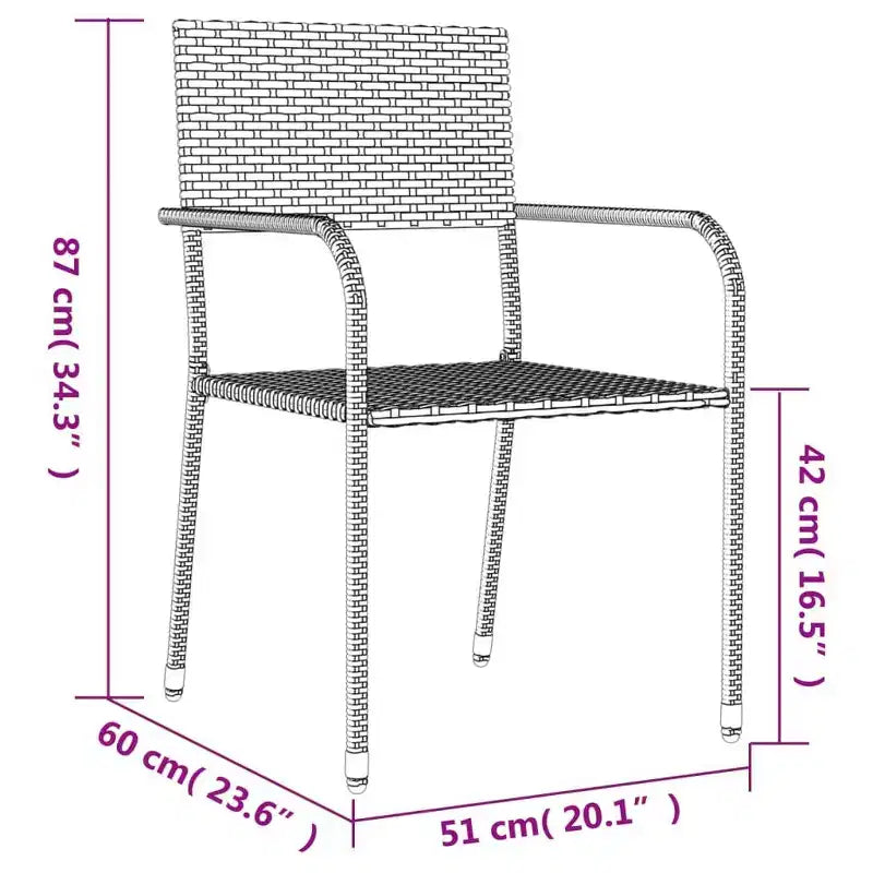 vidaXL Salon de jardin noir en résine tressée, acier et verre trempé - 55,1 Longueur de la table 6 éléments