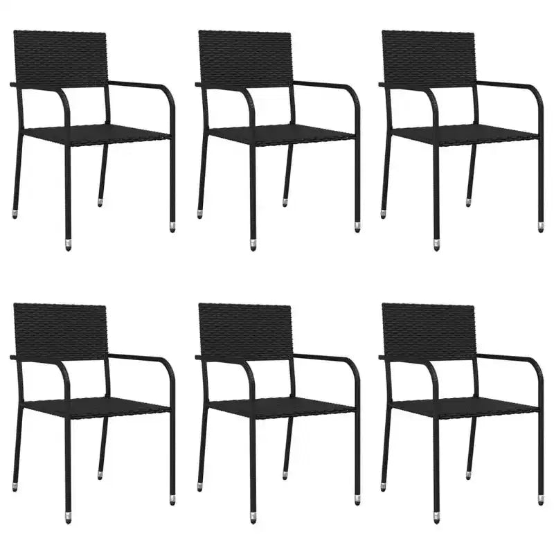 vidaXL Salon de jardin noir en résine tressée, acier et verre trempé - 55,1 Longueur de la table 6 éléments