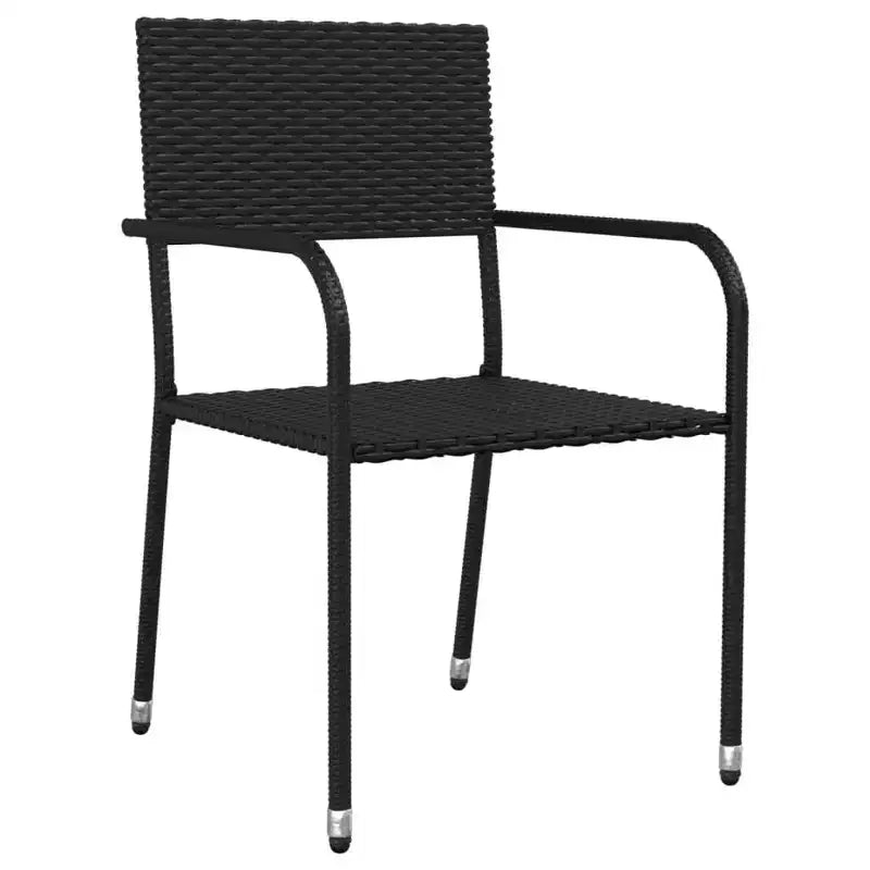 vidaXL Salon de jardin noir en résine tressée, acier et verre trempé - 55,1 Longueur de la table 6 éléments
