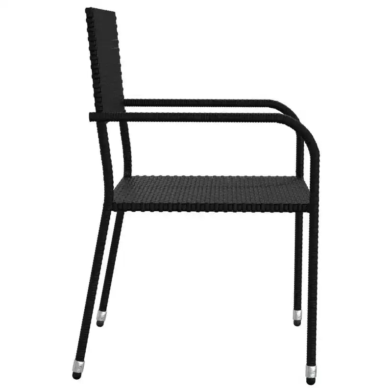 vidaXL Salon de jardin noir en résine tressée, acier et verre trempé - 55,1 Longueur de la table 6 éléments