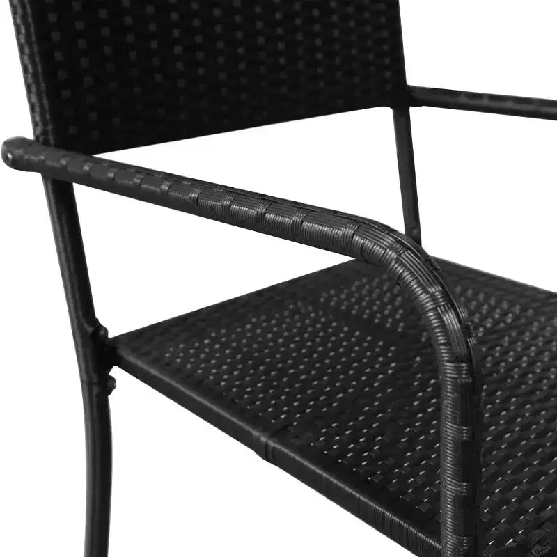 vidaXL Salon de jardin noir en résine tressée, acier et verre trempé - 55,1 Longueur de la table 6 éléments