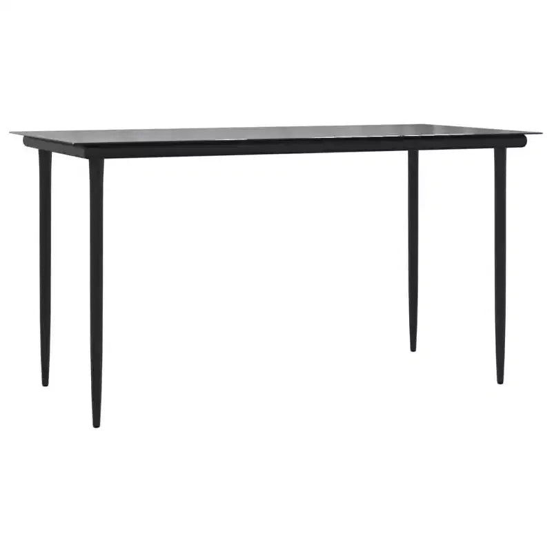 vidaXL Salon de jardin noir en résine tressée, acier et verre trempé - 55,1 Longueur de la table 6 éléments