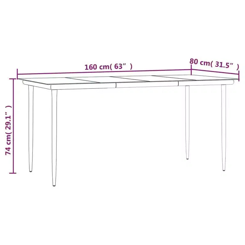 vidaXL Ensemble de salle à manger d'extérieur Table et chaises Gris et noir Poly rotin et acier - Longueur de table 63 (160 cm) 4 chaises