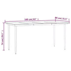 vidaXL Ensemble de salle à manger d'extérieur Table et chaises Gris et noir Poly rotin et acier - Longueur de table 63 (160 cm) 4 chaises