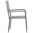 vidaXL Ensemble de salle à manger d'extérieur Table et chaises Gris et noir Poly rotin et acier - Longueur de table 63 (160 cm) 4 chaises