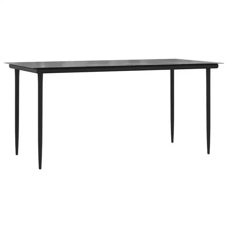 vidaXL Ensemble de salle à manger d'extérieur Table et chaises Gris et noir Poly rotin et acier - Longueur de table 63 (160 cm) 4 chaises